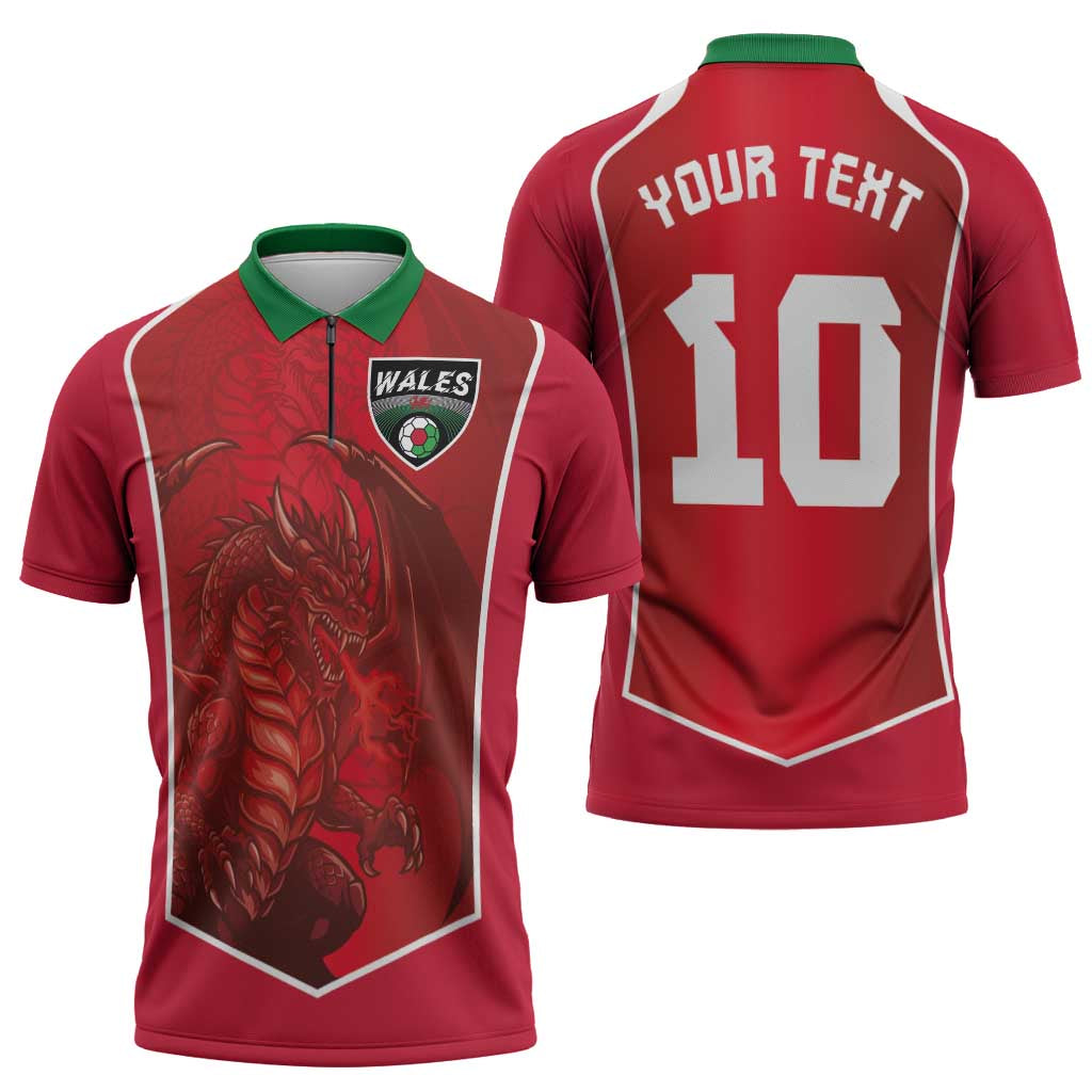 Custom Wales Football Zipper Polo Shirt The Dragons Sporty Style - Wonder Print Shop