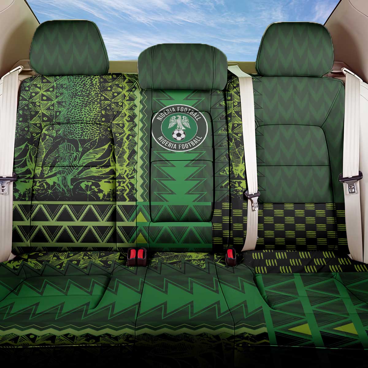Nigeria Football Back Car Seat Cover The Naija-Tribal Sporty Style - Wonder Print Shop