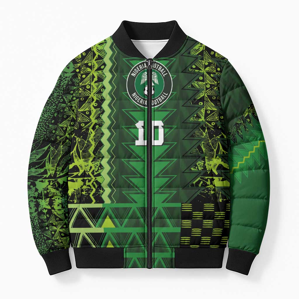 Custom Nigeria Football Bomber Puffer Jacket The Naija-Tribal Sporty Style - Wonder Print Shop