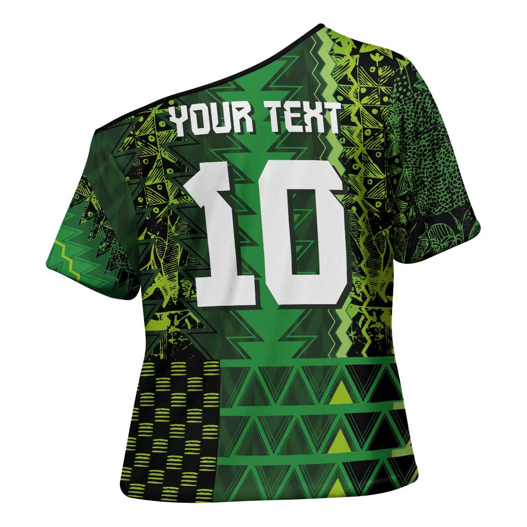Custom Nigeria Football Cross Shoulder Shirt The Naija-Tribal Sporty Style - Wonder Print Shop