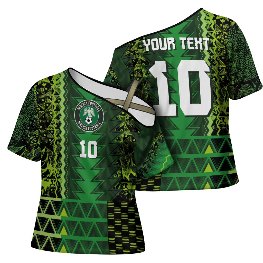 Custom Nigeria Football Cross Shoulder Shirt The Naija-Tribal Sporty Style - Wonder Print Shop