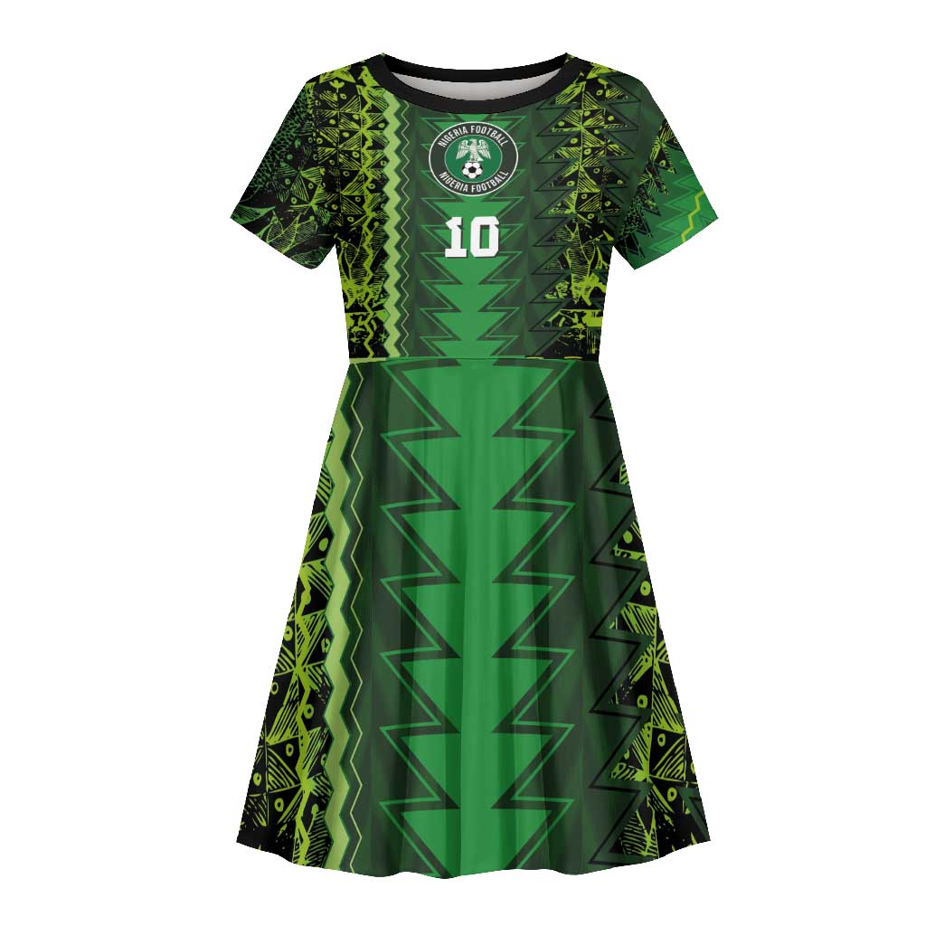 Custom Nigeria Football Kid Short Sleeve Dress The Naija-Tribal Sporty Style - Wonder Print Shop
