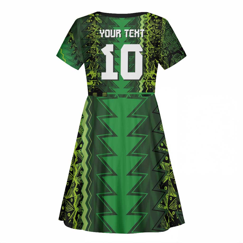 Custom Nigeria Football Kid Short Sleeve Dress The Naija-Tribal Sporty Style - Wonder Print Shop