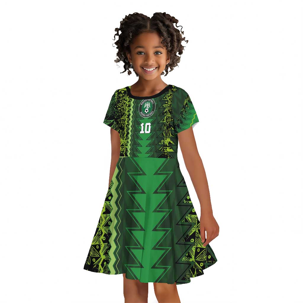 Custom Nigeria Football Kid Short Sleeve Dress The Naija-Tribal Sporty Style - Wonder Print Shop