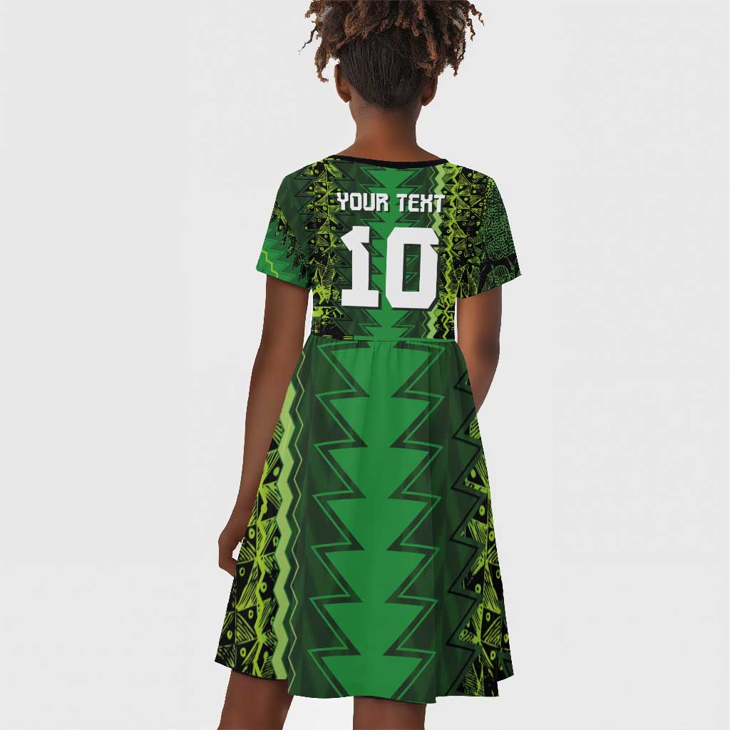 Custom Nigeria Football Kid Short Sleeve Dress The Naija-Tribal Sporty Style - Wonder Print Shop