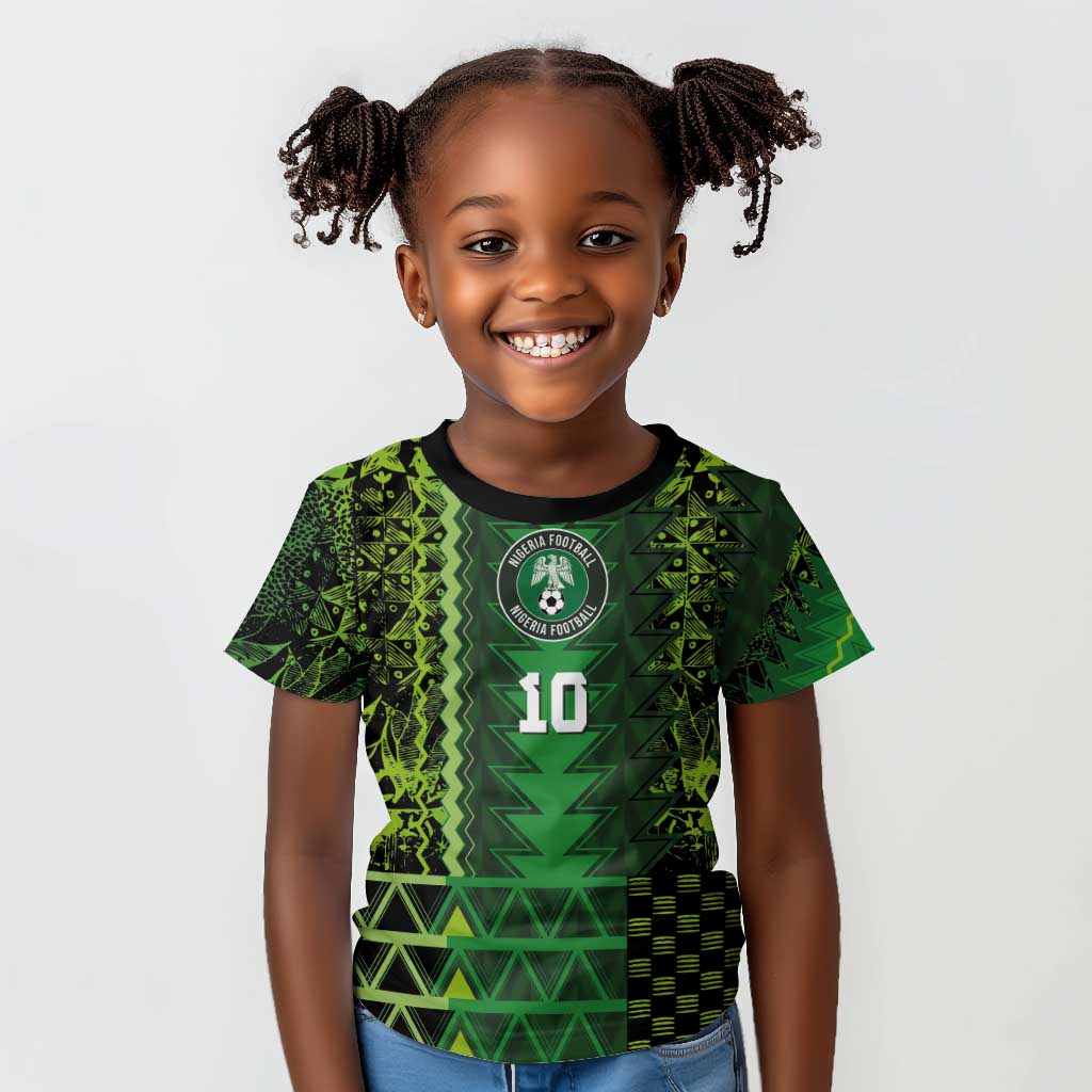 Custom Nigeria Football Kid T shirt The Naija-Tribal Sporty Style - Wonder Print Shop