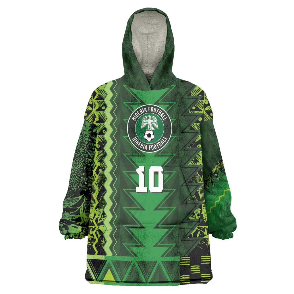 Custom Nigeria Football Kid Wearable Blanket Hoodie The Naija-Tribal Sporty Style - Wonder Print Shop