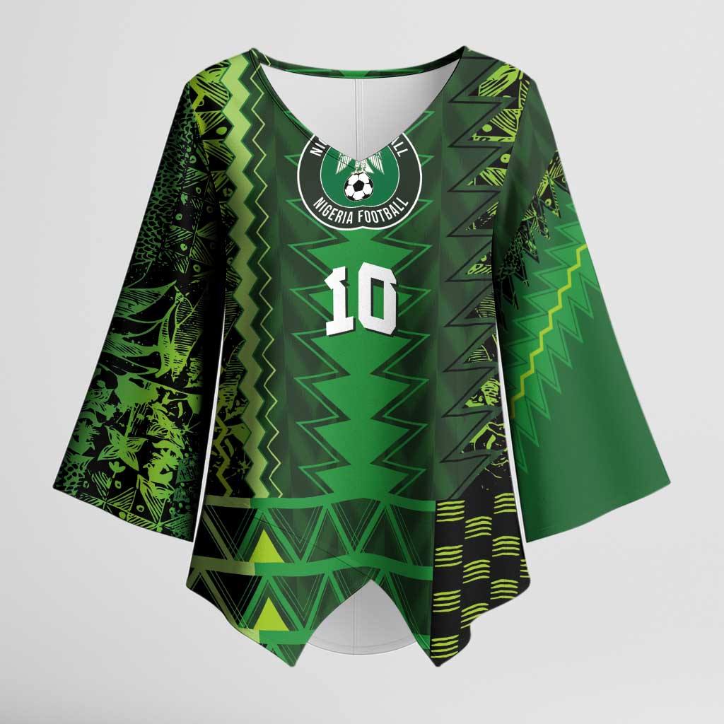 Custom Nigeria Football Kimono Sleeve Blouse The Naija-Tribal Sporty Style - Wonder Print Shop