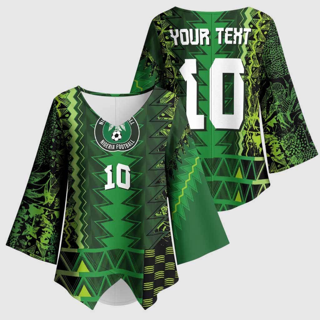Custom Nigeria Football Kimono Sleeve Blouse The Naija-Tribal Sporty Style - Wonder Print Shop