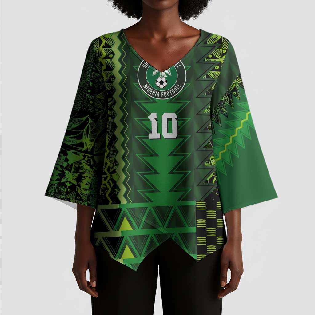 Custom Nigeria Football Kimono Sleeve Blouse The Naija-Tribal Sporty Style - Wonder Print Shop