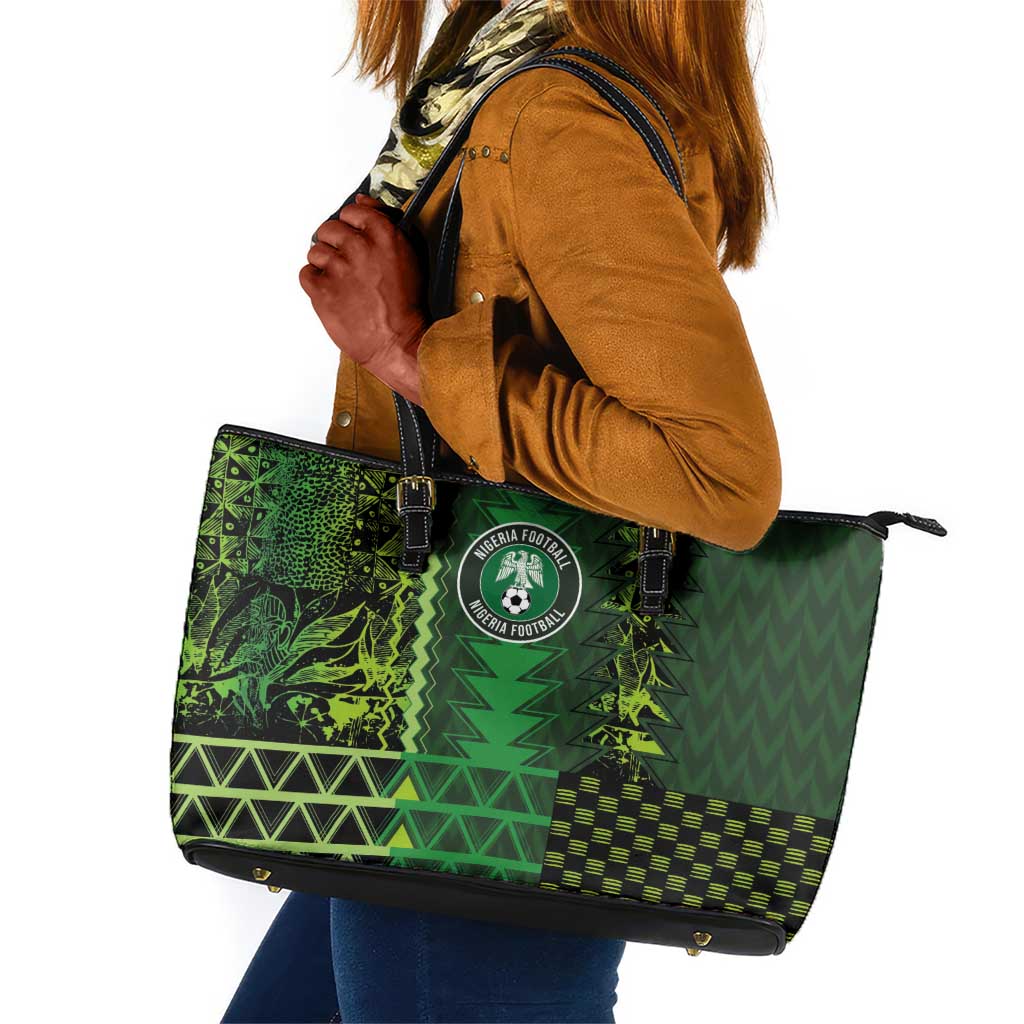 Nigeria Football Leather Tote Bag The Naija-Tribal Sporty Style - Wonder Print Shop