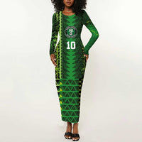 Custom Nigeria Football Long Sleeve Bodycon Dress The Naija-Tribal Sporty Style - Wonder Print Shop