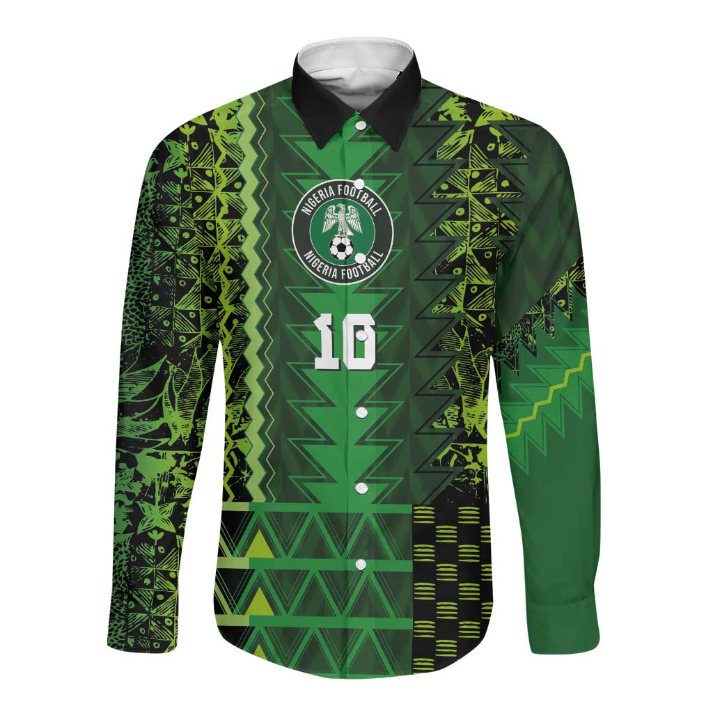 Custom Nigeria Football Long Sleeve Button Shirt The Naija-Tribal Sporty Style - Wonder Print Shop