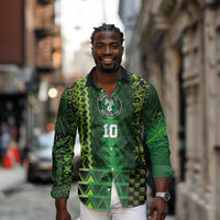 Custom Nigeria Football Long Sleeve Button Shirt The Naija-Tribal Sporty Style - Wonder Print Shop