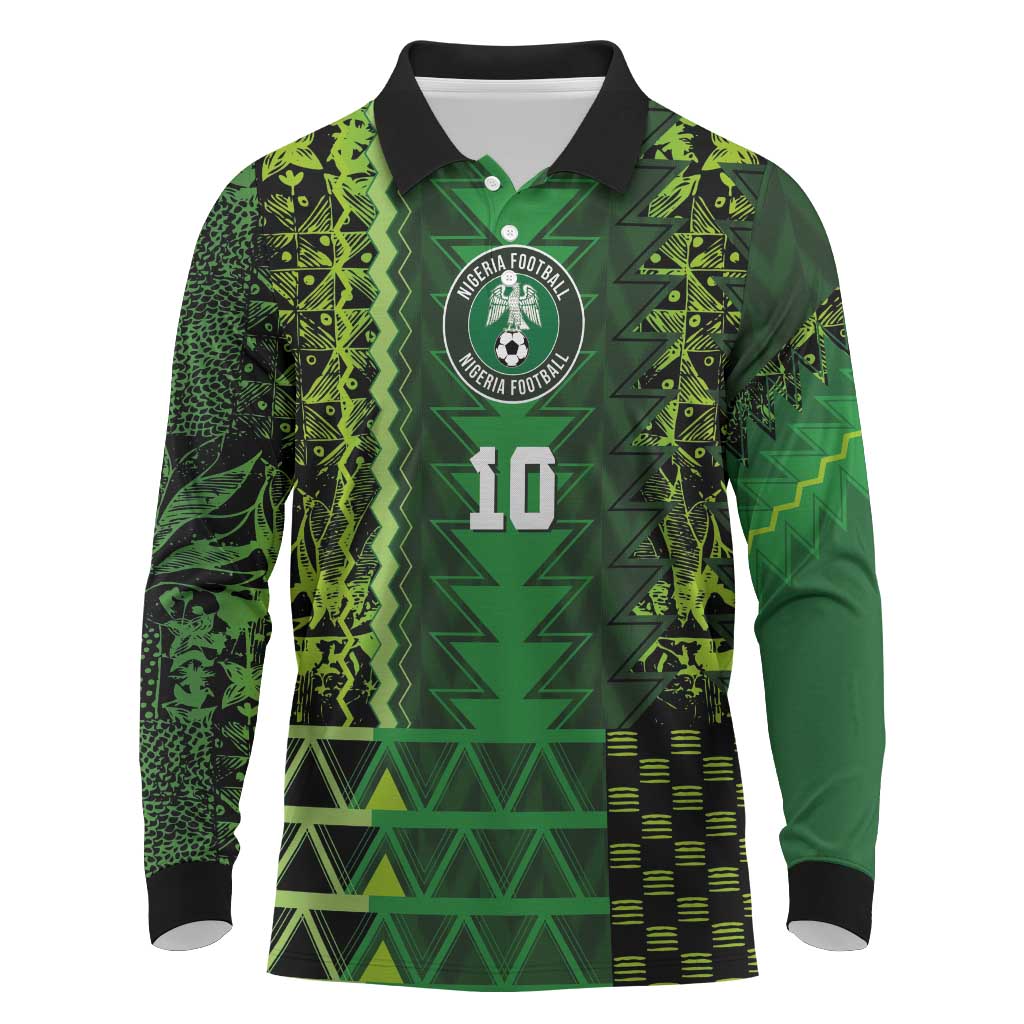 Custom Nigeria Football Long Sleeve Polo Shirt The Naija-Tribal Sporty Style - Wonder Print Shop