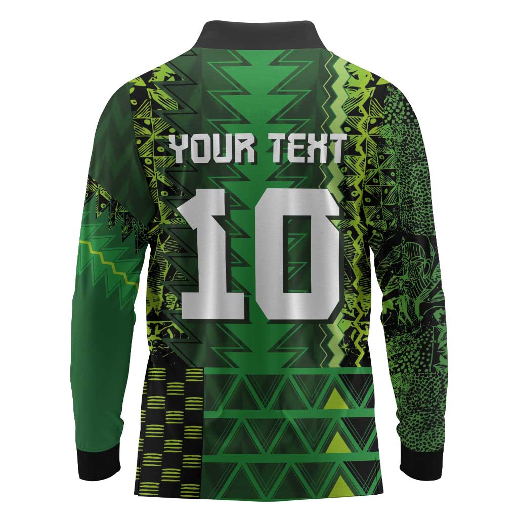Custom Nigeria Football Long Sleeve Polo Shirt The Naija-Tribal Sporty Style - Wonder Print Shop