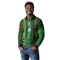 Custom Nigeria Football Long Sleeve Polo Shirt The Naija-Tribal Sporty Style - Wonder Print Shop