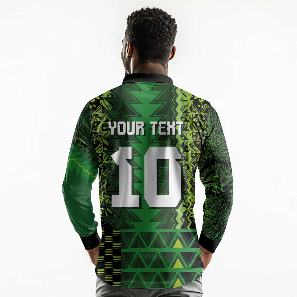 Custom Nigeria Football Long Sleeve Polo Shirt The Naija-Tribal Sporty Style - Wonder Print Shop
