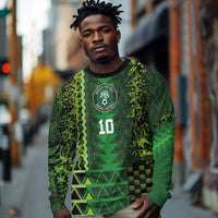 Custom Nigeria Football Long Sleeve Shirt The Naija-Tribal Sporty Style - Wonder Print Shop