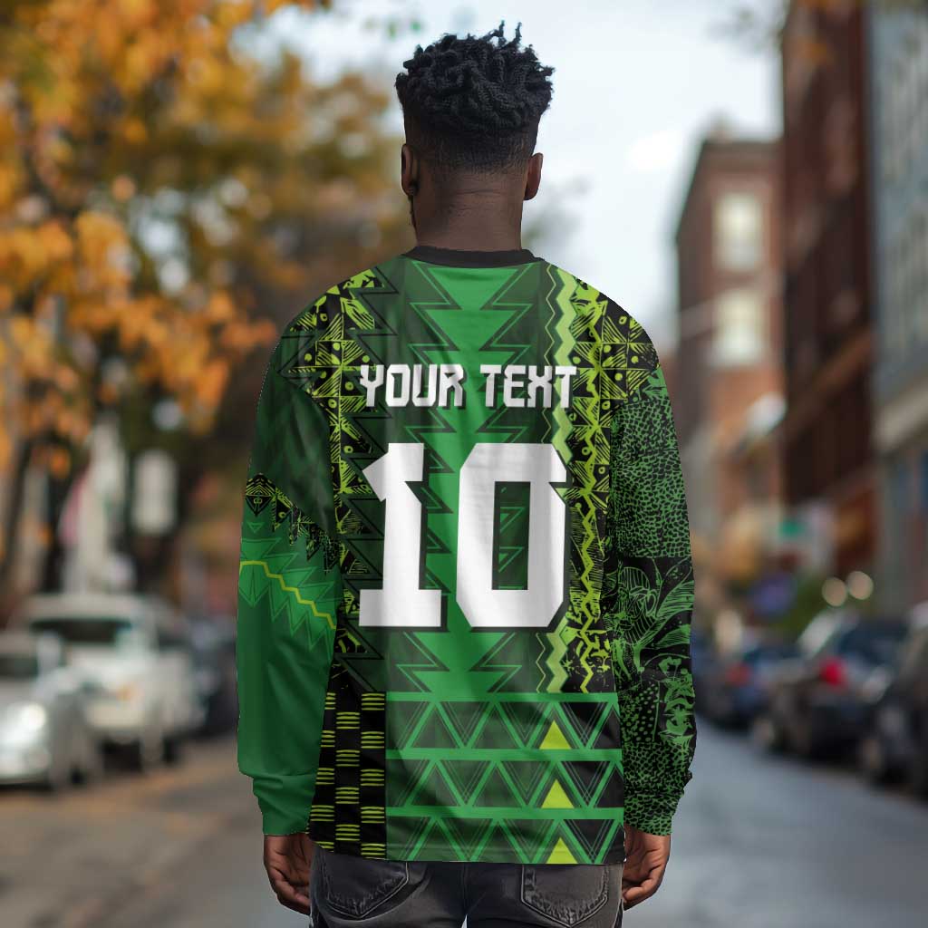 Custom Nigeria Football Long Sleeve Shirt The Naija-Tribal Sporty Style - Wonder Print Shop