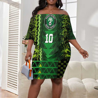 Custom Nigeria Football Off Shoulder Short Dress The Naija-Tribal Sporty Style - Wonder Print Shop