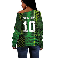 Custom Nigeria Football Off Shoulder Sweater The Naija-Tribal Sporty Style - Wonder Print Shop