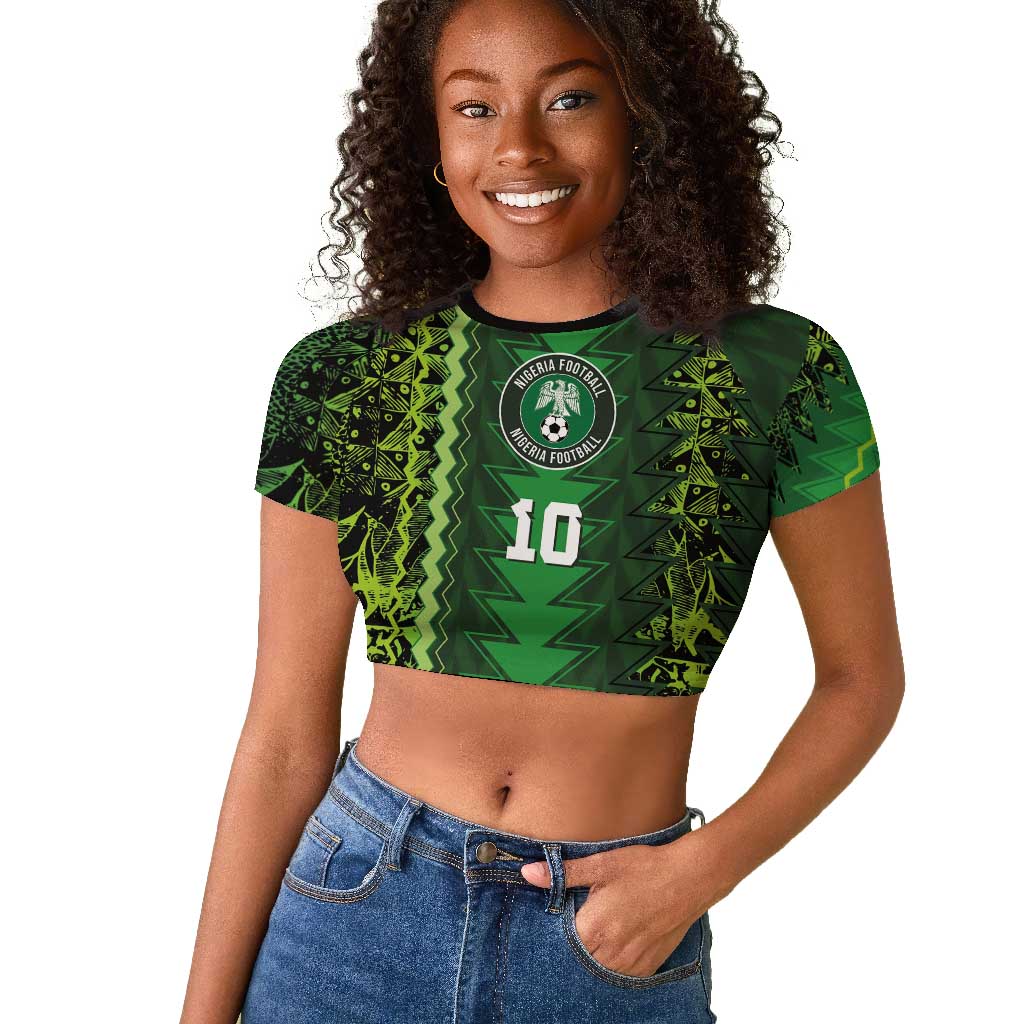 Custom Nigeria Football Raglan Cropped T shirt The Naija-Tribal Sporty Style - Wonder Print Shop