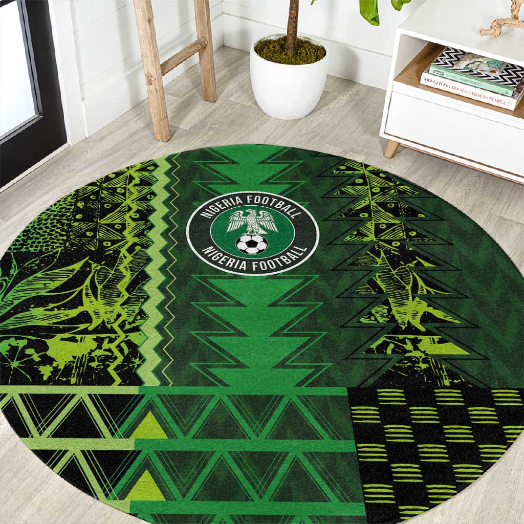 Nigeria Football Round Carpet The Naija-Tribal Sporty Style - Wonder Print Shop