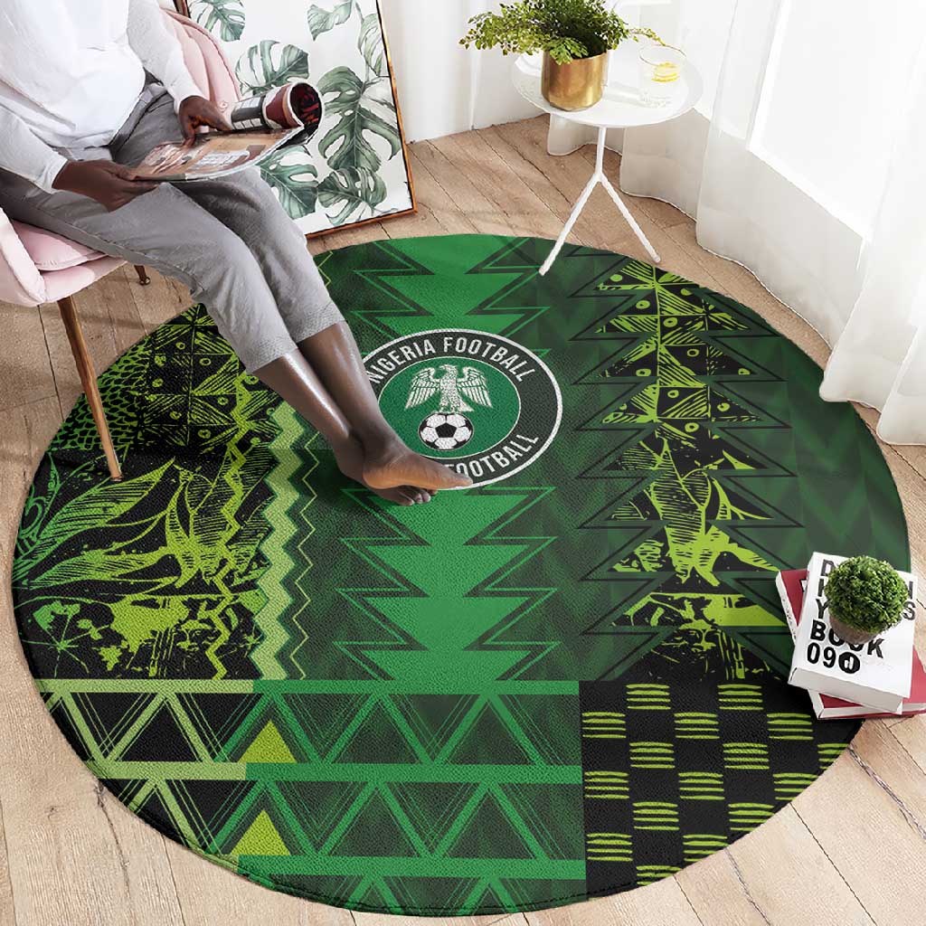 Nigeria Football Round Carpet The Naija-Tribal Sporty Style - Wonder Print Shop