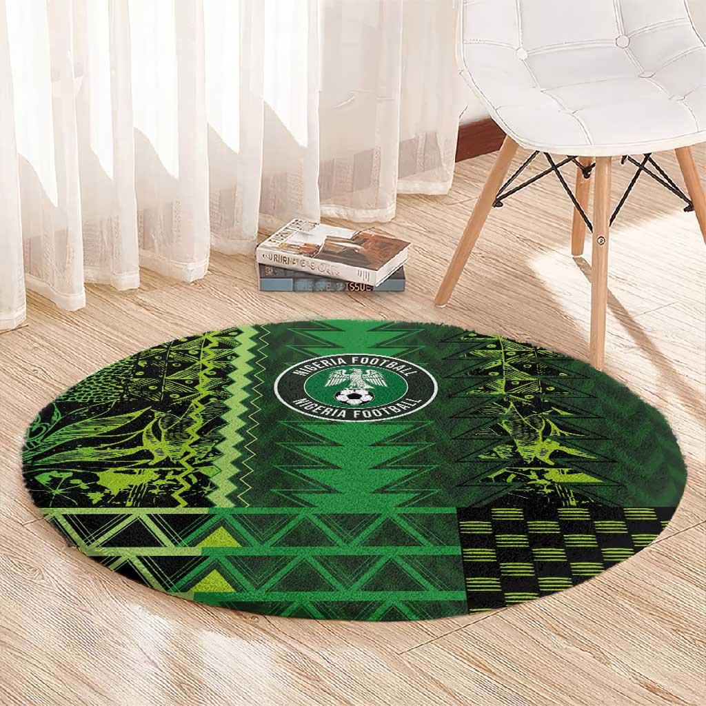 Nigeria Football Round Carpet The Naija-Tribal Sporty Style - Wonder Print Shop