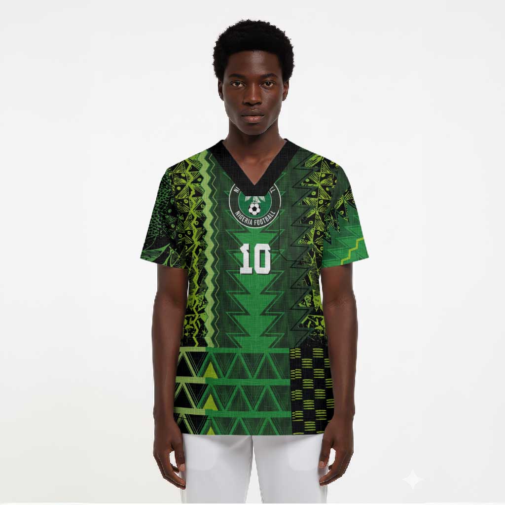 Custom Nigeria Football Scrub Top The Naija-Tribal Sporty Style - Wonder Print Shop