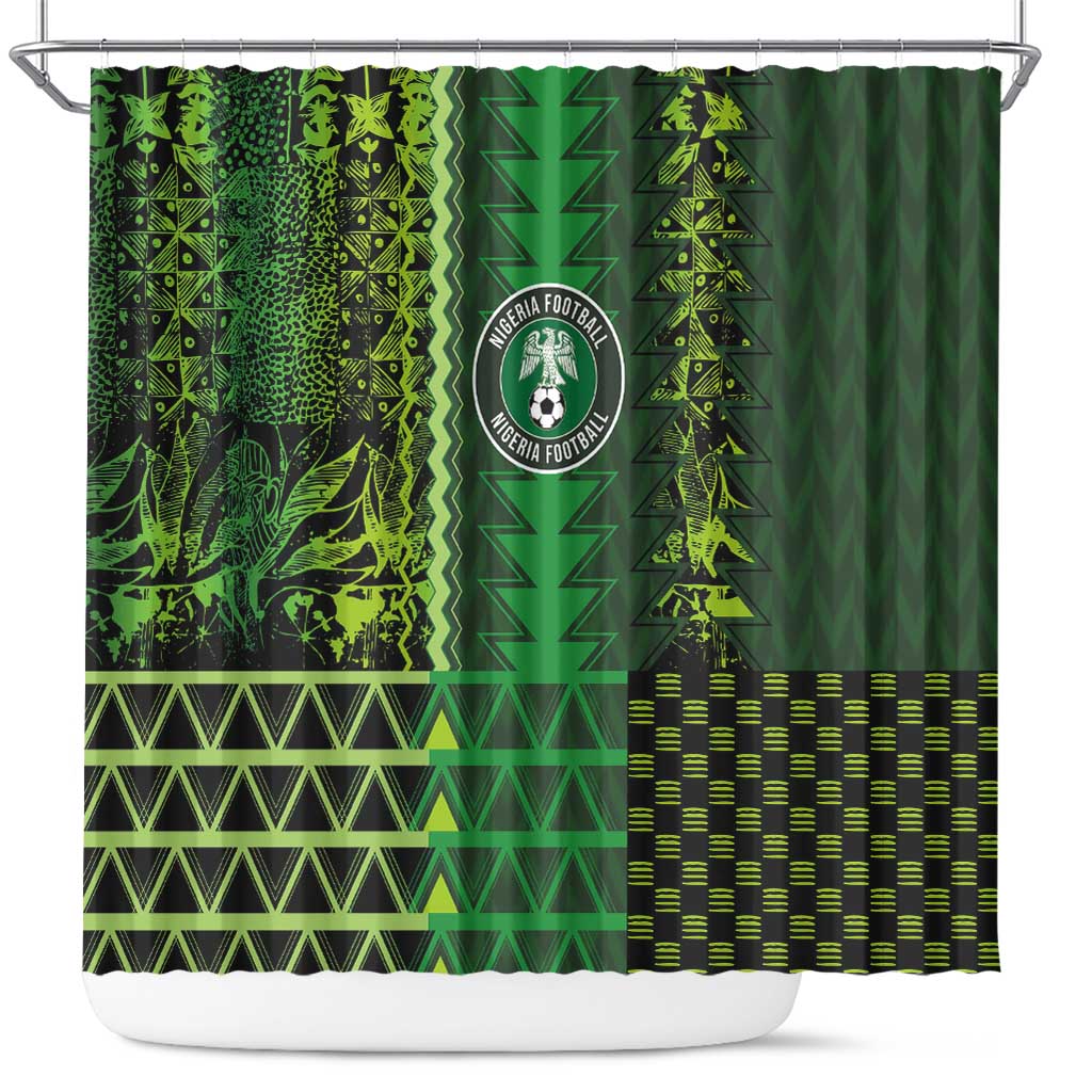 Nigeria Football Shower Curtain The Naija-Tribal Sporty Style - Wonder Print Shop