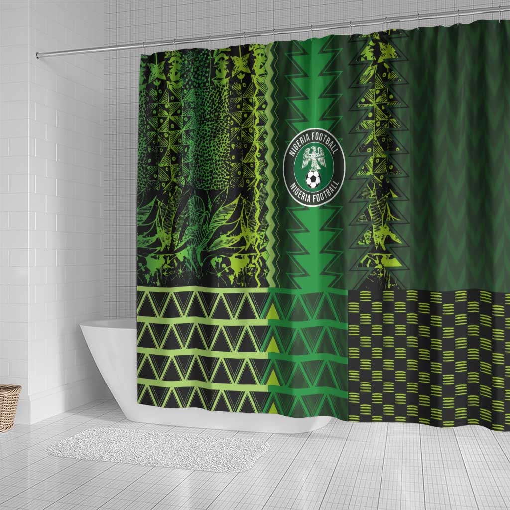 Nigeria Football Shower Curtain The Naija-Tribal Sporty Style - Wonder Print Shop