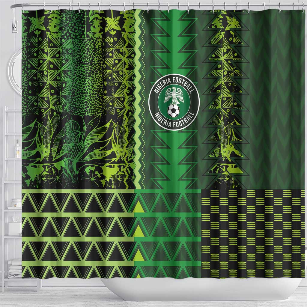 Nigeria Football Shower Curtain The Naija-Tribal Sporty Style - Wonder Print Shop
