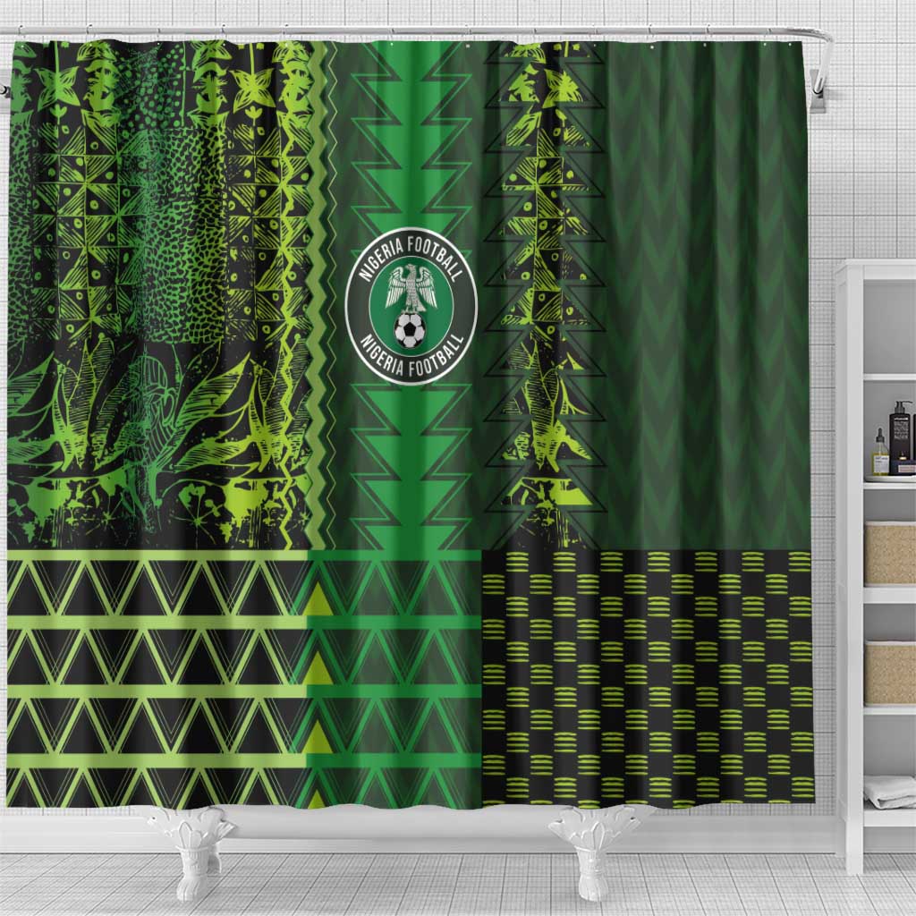 Nigeria Football Shower Curtain The Naija-Tribal Sporty Style - Wonder Print Shop