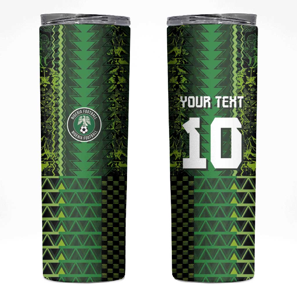 Custom Nigeria Football Skinny Tumbler The Naija-Tribal Sporty Style - Wonder Print Shop