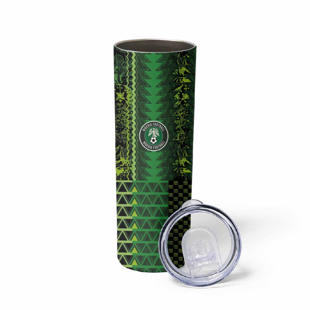 Custom Nigeria Football Skinny Tumbler The Naija-Tribal Sporty Style - Wonder Print Shop