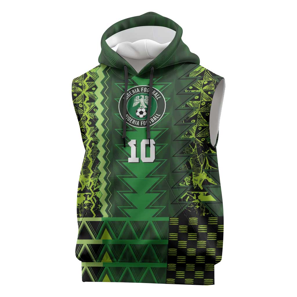 Custom Nigeria Football Sleeveless Hoodie The Naija-Tribal Sporty Style - Wonder Print Shop
