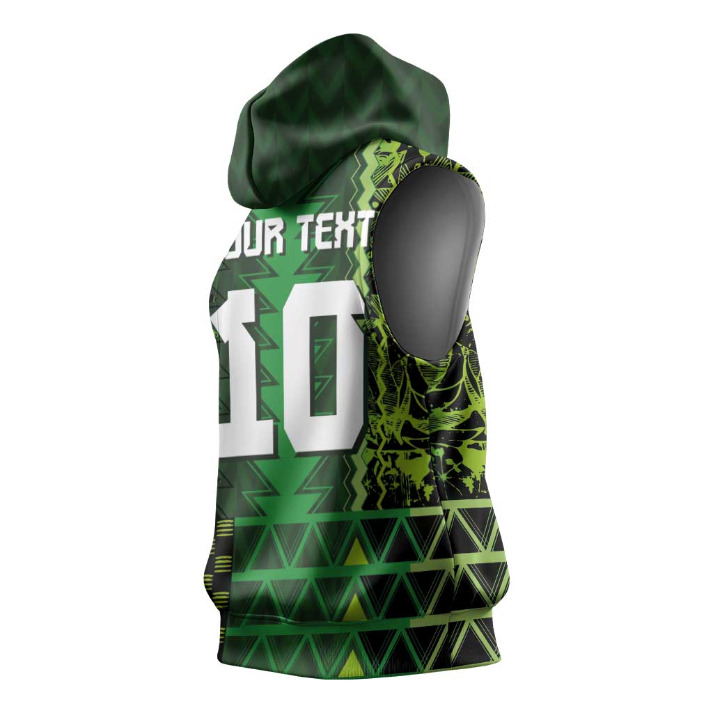 Custom Nigeria Football Sleeveless Hoodie The Naija-Tribal Sporty Style - Wonder Print Shop