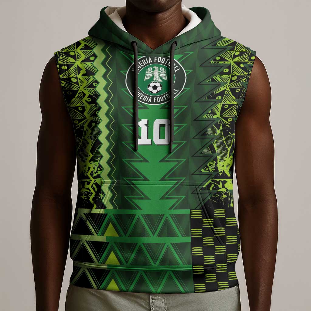 Custom Nigeria Football Sleeveless Hoodie The Naija-Tribal Sporty Style - Wonder Print Shop