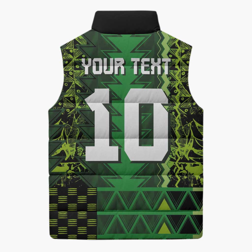 Custom Nigeria Football Sleeveless Puffer Jacket The Naija-Tribal Sporty Style - Wonder Print Shop