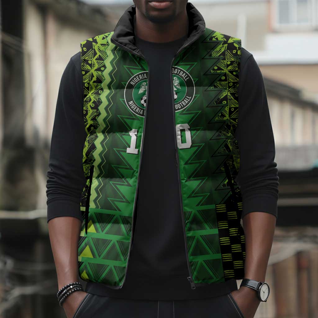 Custom Nigeria Football Sleeveless Puffer Jacket The Naija-Tribal Sporty Style - Wonder Print Shop