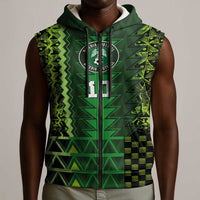 Custom Nigeria Football Sleeveless Zip Hoodie The Naija-Tribal Sporty Style - Wonder Print Shop