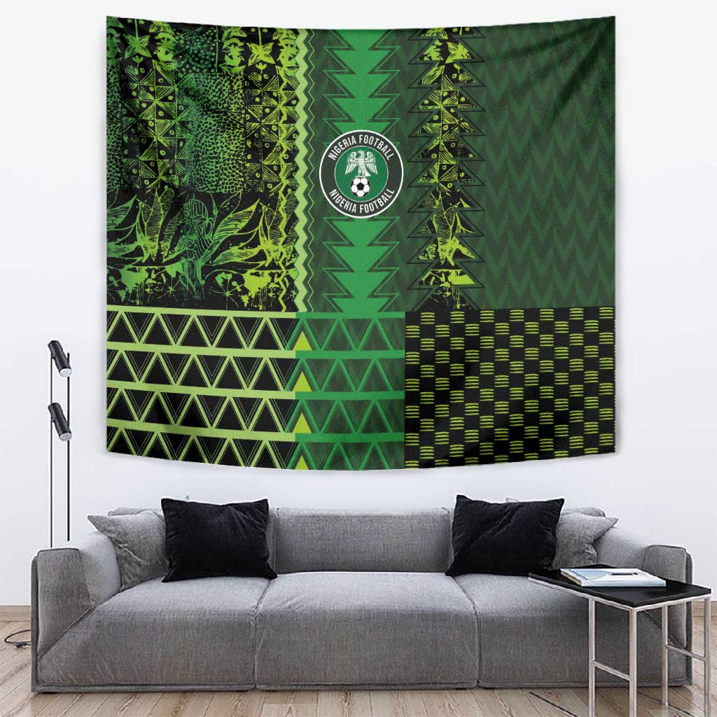 Nigeria Football Tapestry The Naija-Tribal Sporty Style - Wonder Print Shop