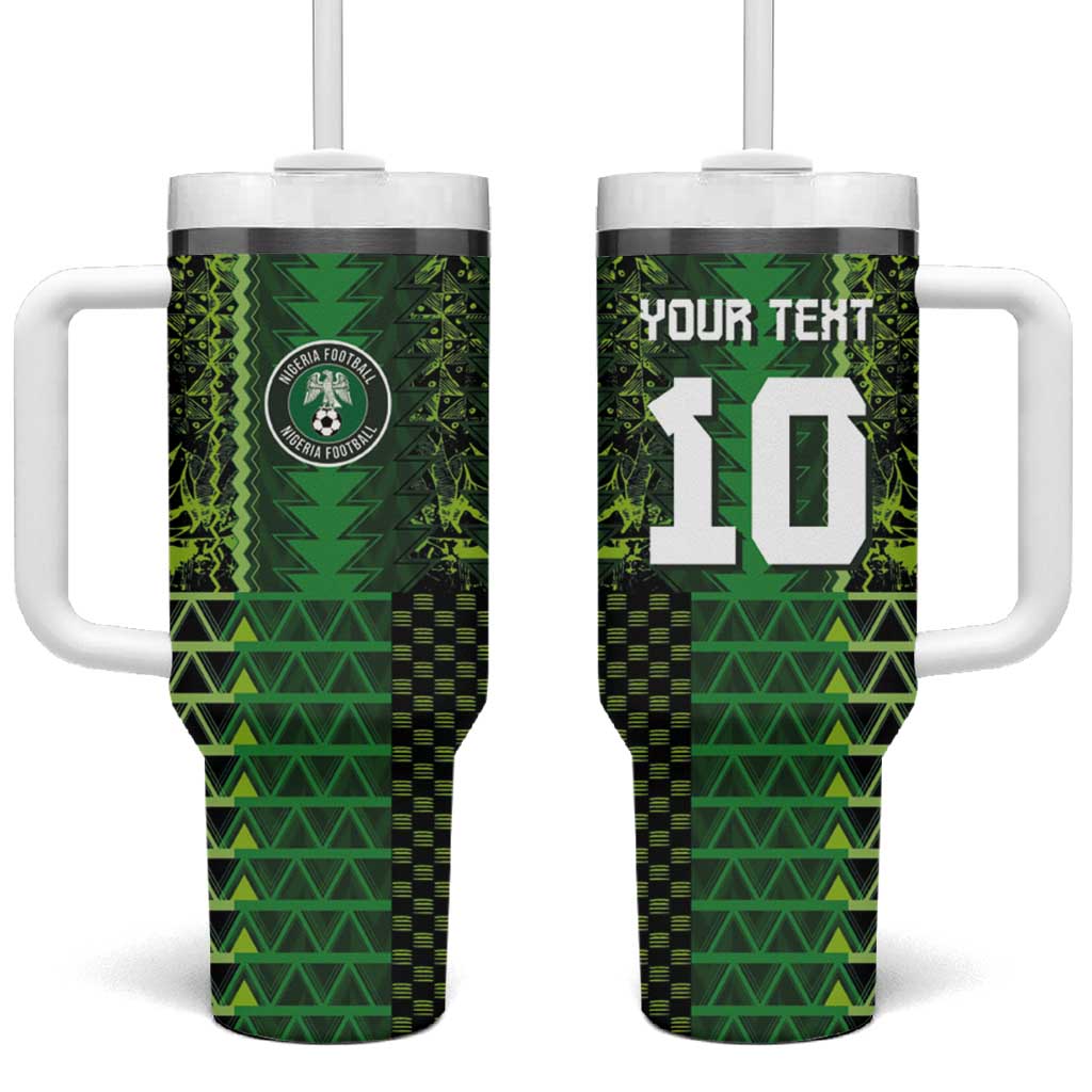 Custom Nigeria Football Tumbler With Handle The Naija-Tribal Sporty Style - Wonder Print Shop