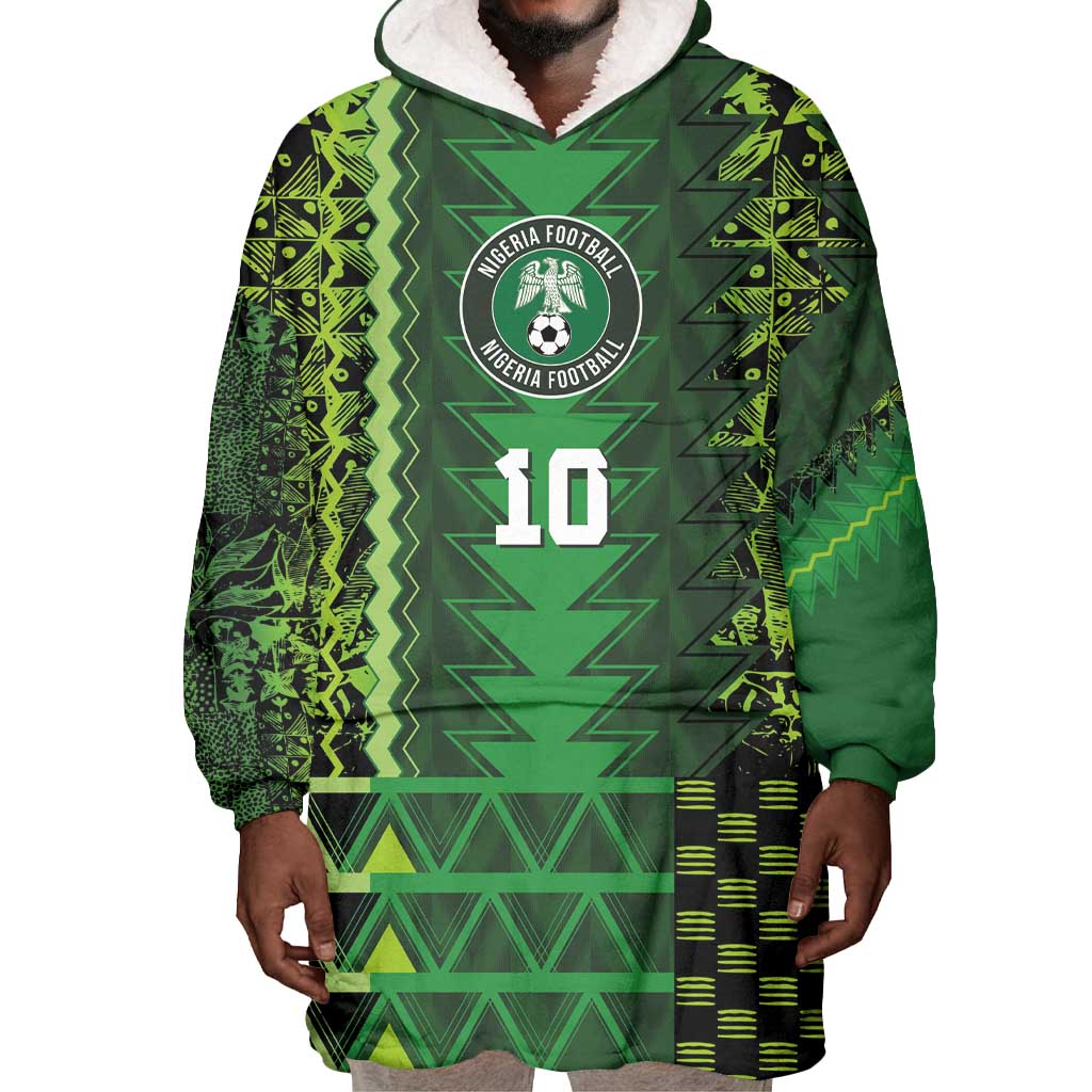Custom Nigeria Football Wearable Blanket Hoodie The Naija-Tribal Sporty Style - Wonder Print Shop