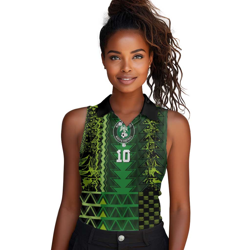 Custom Nigeria Football Women Sleeveless Polo Shirt The Naija-Tribal Sporty Style - Wonder Print Shop
