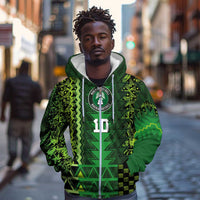 Custom Nigeria Football Zip Hoodie The Naija-Tribal Sporty Style - Wonder Print Shop