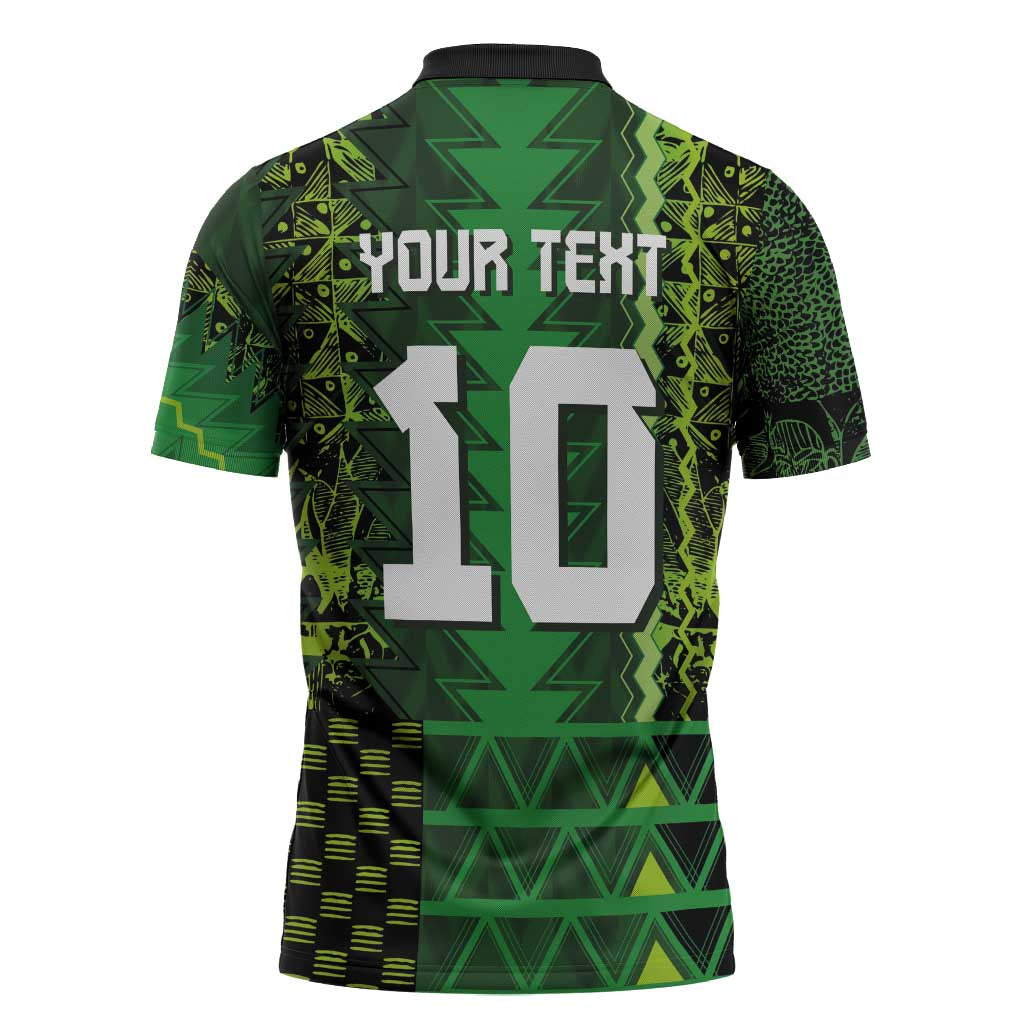 Custom Nigeria Football Zipper Polo Shirt The Naija-Tribal Sporty Style - Wonder Print Shop