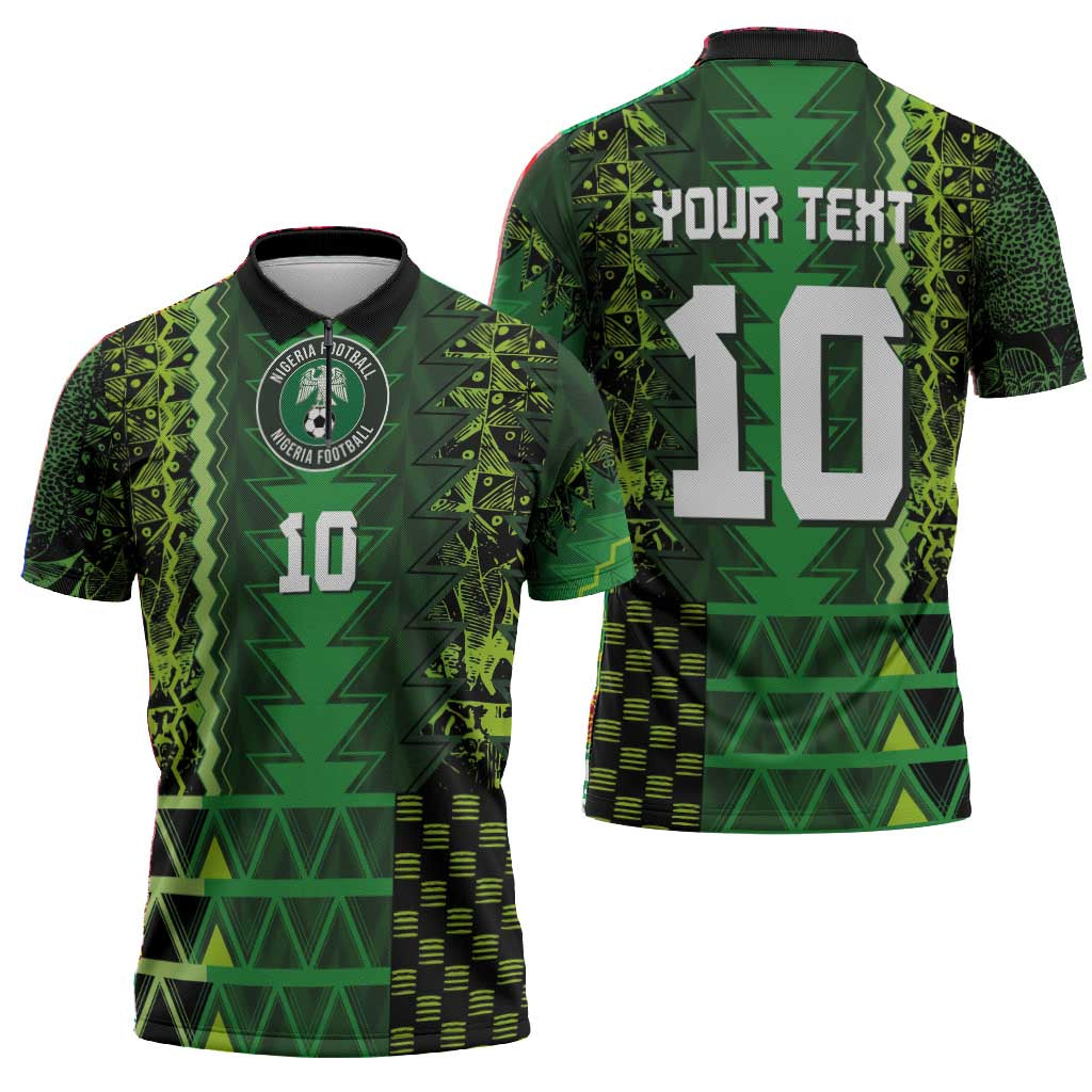 Custom Nigeria Football Zipper Polo Shirt The Naija-Tribal Sporty Style - Wonder Print Shop